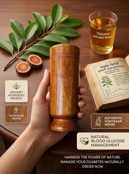 Vijaysar herbal wood tumbler (4 Inch)