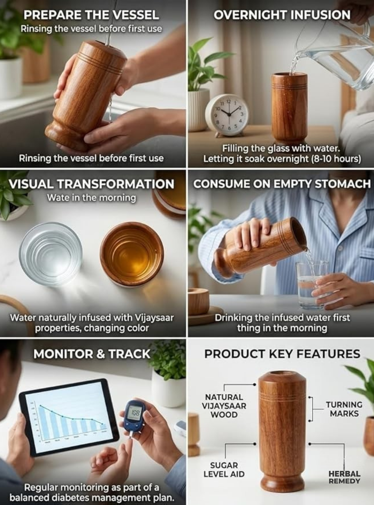 Vijaysar herbal wood tumbler (4 Inch)