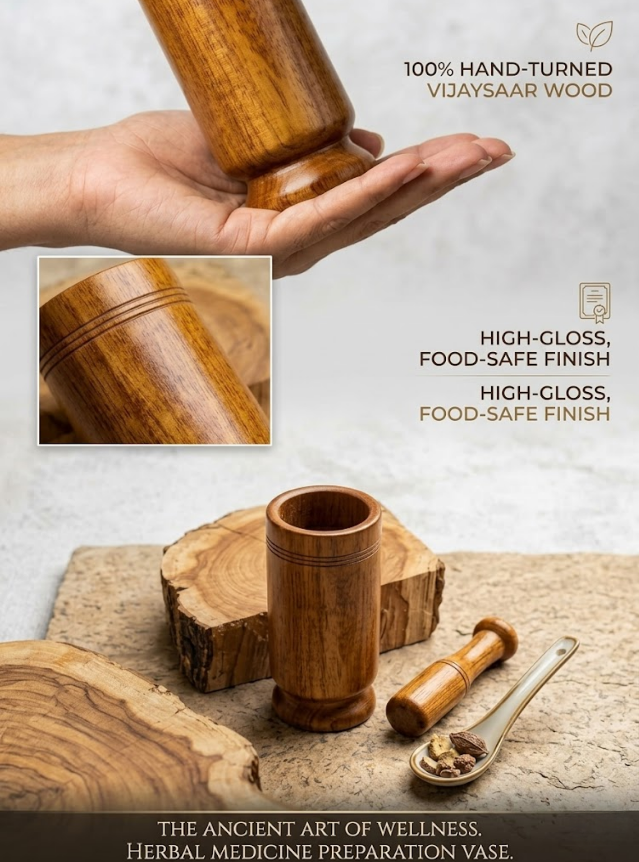 Vijaysar herbal wood tumbler (4 Inch)