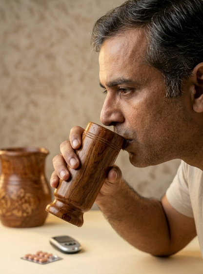 Vijaysar herbal wood tumbler (4 Inch)