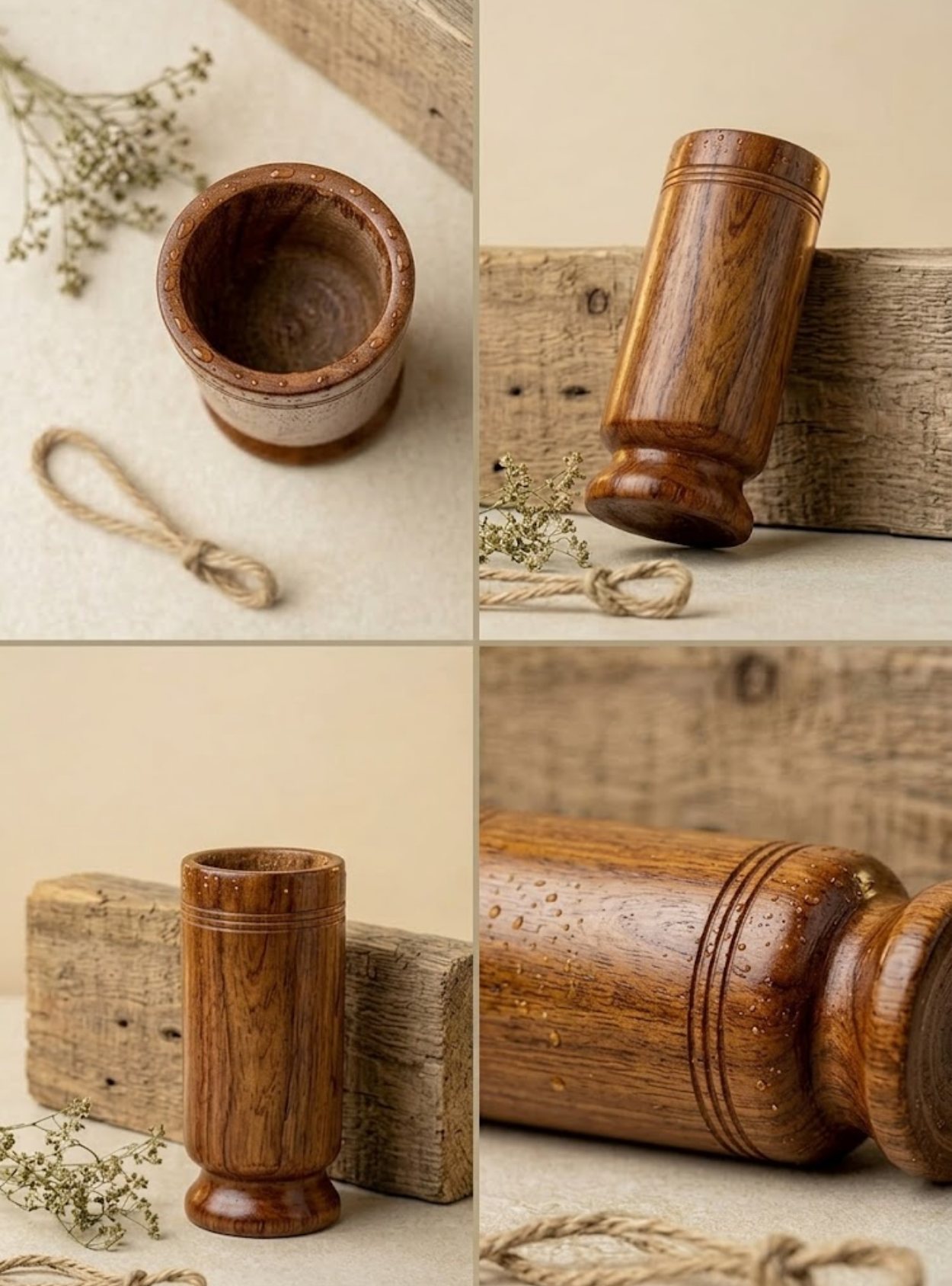 Vijaysar herbal wood tumbler (4 Inch)