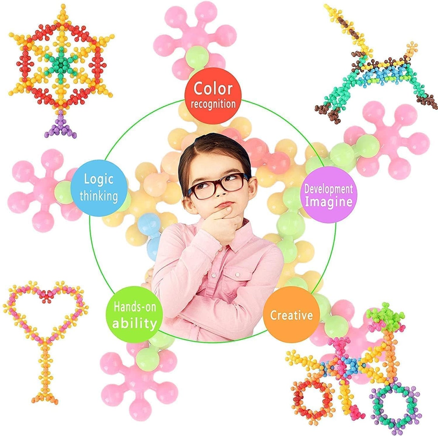 Colorful Star Building Blocks Toys for Kids Boys Girls Multicolor (300 Pcs)