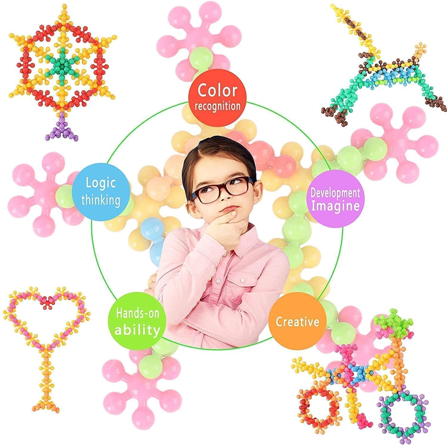 Colorful Star Building Blocks Toys for Kids Boys Girls Multicolor (300 Pcs)